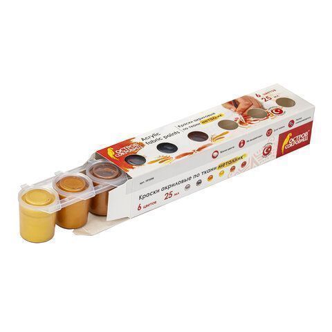 Краски акриловые 6цв по 25мл по ткани МЕТАЛЛИК ОСТРОВ СОКРОВИЩ 1/18/72