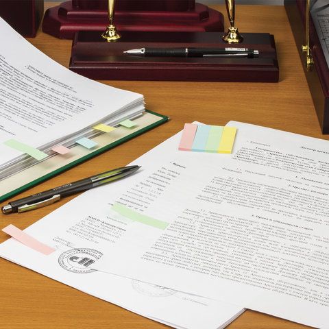 Закладки клейкие бумажные 50х12мм 4цв.х25л пастель STAFF 1/48/768 (Клиент)