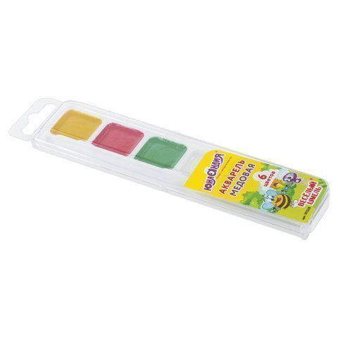 Краски акварельные 06цв медовые пластик ЮНЛАНДИЯ Веселый шмель 1/35