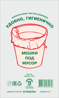 Мешок для мусора 20л ПНД (27+18х59)-12 цвет в ассорт (30шт) Поли Пак 1/30