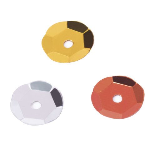 Пайетки для творчества КЛАССИКА, ЗОЛОТО, СЕРЕБРО, МЕДЬ, 8мм, 30г., 3 цвета, ОСТРОВ СОКРОВИЩ, 661266