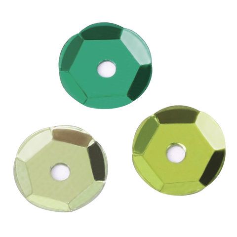 Пайетки для творчества КЛАССИКА, ОТТЕНКИ ЗЕЛЕНОГО, 6мм, 30г., ОСТРОВ СОКРОВИЩ (вывод)