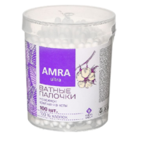 Ватные палочки (100шт) банка АМRА 1/24 Ватные палочки (100шт) банка АМRА 1/24