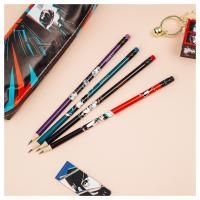 Карандаш ч/гр HB с ластиком, пластик, заточен, ассорти Meshu 1/28/336