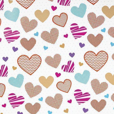 Бумага подарочная 70х100см Золотая Сказка Love story,ассор. 5 дизайнов, мелов.70г/м2 1/50