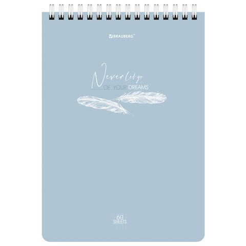 Блокнот 60л А5 гребень картон клетка BRAUBERG Pastel 1/4/80