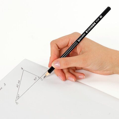 Карандаш ч/гр HB трехгранный, черный с рисунком, без резинки BRAUBERG Black&White 1/12/144