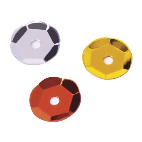 Пайетки для творчества КЛАССИКА, ЗОЛОТО, СЕРЕБРО, МЕДЬ, 6мм, 30г., ОСТРОВ СОКРОВИЩ (вывод)