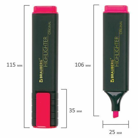Текстмаркер розовый 1-5 мм скошенный наконечник BRAUBERG ORIGINAL 1/12/576