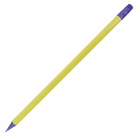 Карандаш ч/гр НВ пластиковый корпус ассорти с резинкой Юнландия 1/100