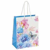 Пакет подарочный бумажный (18х23х8) ламинир Бабочка на цветке 1/12/144
