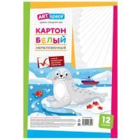 Белый картон 12л А4 немелованный в пакете Морской котик ArtSpace 1/20