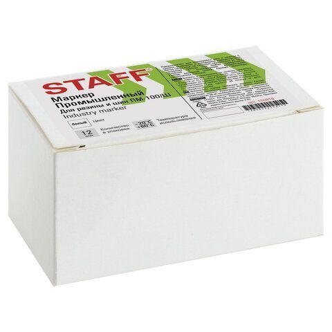 Маркер для шин и резины белый ПМ-100/Ш твердый STAFF 1/12/144