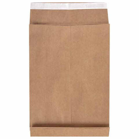 Конверт-пакет В4 объемный (250х353х40мм) до 300 листов, крафт, отрывная полоса, 391157 (вывод)