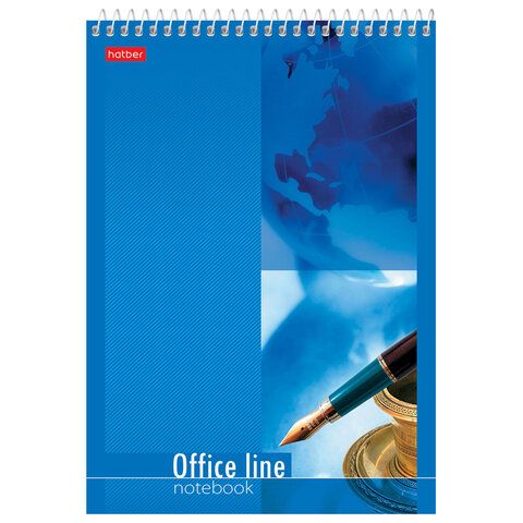 Блокнот 60л А5 145х205мм клетка спираль картон жесткая подложка HATBER Office Line 1/4/64