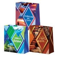 Пакет подарочный бумажный (18х23х8) ламинир Микс мужской2 3 дизайна 1/360