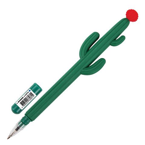 Ручка фигурная шариковая мягкий силиконовый корпус, ассорти, СИНЯЯ, 0,7мм ЮНЛАНДИЯ Кактус 1/12