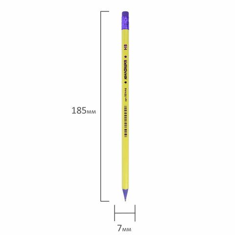 Карандаш ч/гр НВ пластиковый корпус ассорти с резинкой Юнландия 1/100