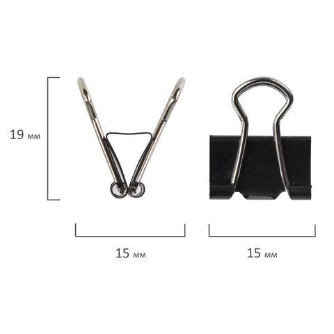 Зажимы для бумаг 15мм на 45л (12шт) черные в картонной коробке Staff 1/12/360