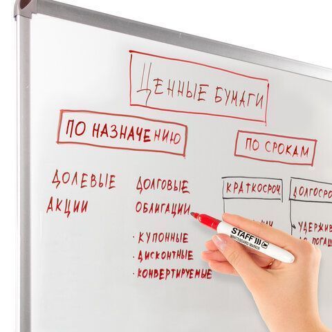 Маркер для доски красный 2,5мм тонкий корпус круглый наконечник STAFF 1/12