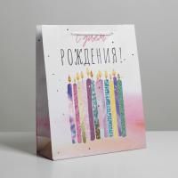Пакет подарочный бумажный (21х25х8) ламинир С днем рождения 1/500