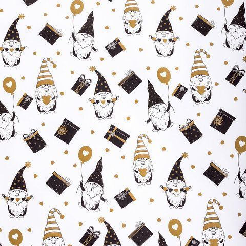 НГ Бумага упаковочная 70х100см ЗОЛОТАЯ СКАЗКА Black Gold White 10дизайнов 105г/м2 1/50