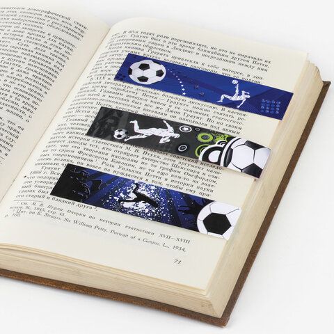 Закладки для книг с магнитом набор 6шт блестки 25x196мм ФУТБОЛ ЮНЛАНДИЯ 1/10/150 Закладки для книг с магнитом набор 6шт блестки 25x196мм ФУТБОЛ ЮНЛАНДИЯ 1/10/150