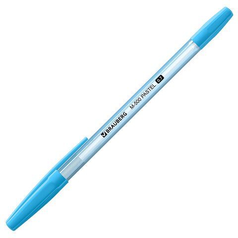 Ручка шариковая синяя узел 0,7мм корпус ассорти BRAUBERG M-500 PASTEL 1/50