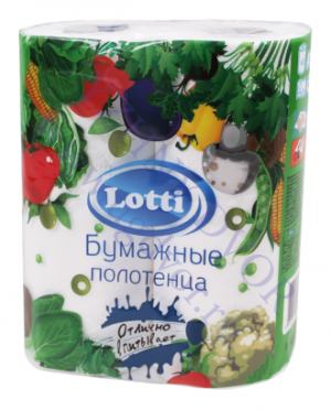Полотенца бумажные бытовые рулон 2-сл (2х12м) Лотти Овощи 1/12 Полотенца бумажные бытовые рулон 2-сл (2х12м) Лотти Овощи 1/12