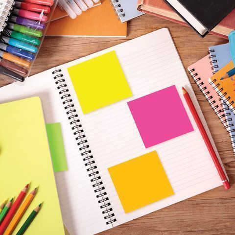 Блок самоклеящийся 76х76мм 400л 5цветов неон STAFF 1/12/96