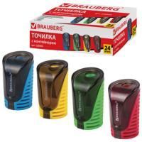 Точилка с контейнером овал ассорти BRAUBERG CELL