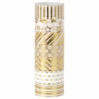 Клейкие Washi-ленты 7шт 3м ЗОЛОТИСТЫЕ с фольгой