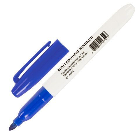 Маркер для доски синий 2,5мм тонкий корпус круглый наконечник STAFF 1/12