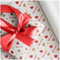 Бумага упаковочная 68,5х100см Сердечко Интерпак 1/50