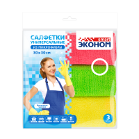 Салфетка микрофибра (30х30) 3шт Эконом Smart 1/20 Салфетка микрофибра (30х30) 3шт Эконом Smart 1/20