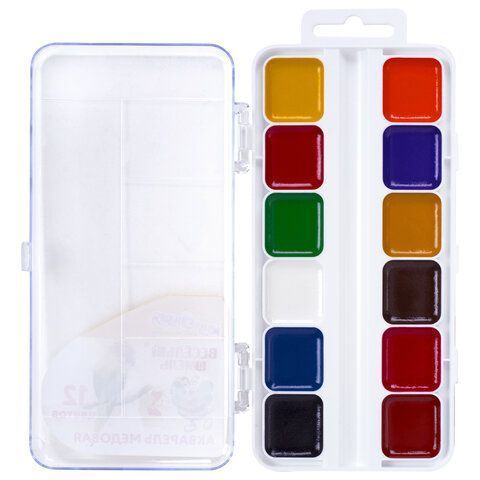 Краски акварельные 12цв медовые Веселый Шмель ЮНЛАНДИЯ 1/12