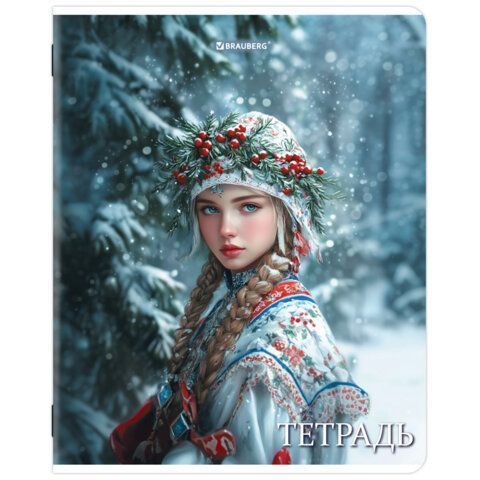Тетрадь 48л А5  клетка обложка картон Русская красавица BRAUBERG 1/5/100