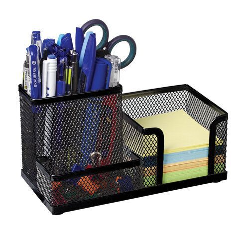 Подставка-органайзер BRAUBERG Germanium метал 3 секции 102х186х95мм черная 1/1