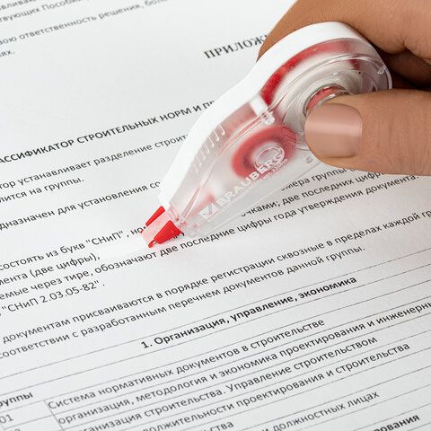Корректирующая лента BRAUBERG 5мм х 6м, корпус красный, механизм перемотки, блистер, 226809 1/24