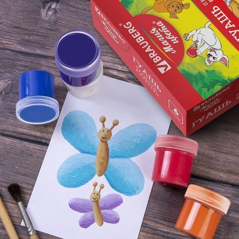 Гуашь 06цв 20мл BRAUBERG 1/36