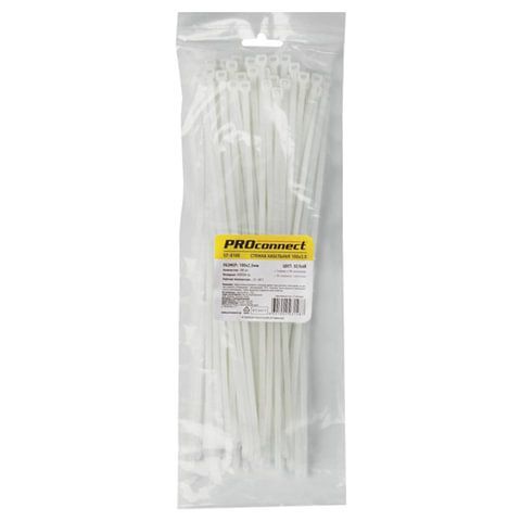 Хомуты (стяжки) нейлоновые 3,6ммх300мм комплект 100шт PROCONNECT белые 57-0300 1/100 Хомуты (стяжки) нейлоновые 3,6ммх300мм комплект 100шт PROCONNECT белые 57-0300 1/100