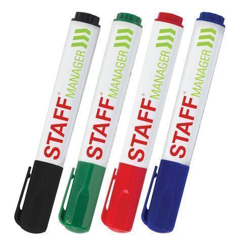 Маркер для доски НАБОР 4шт 5мм круглый наконечник STAFF Manager 1/80