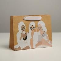 Пакет подарочный бумажный (22х17,5х8) крафт Люби себя 1/700