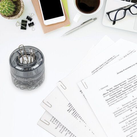 Скрепочница магнитная прозрачный корпус Basic STAFF 1/70