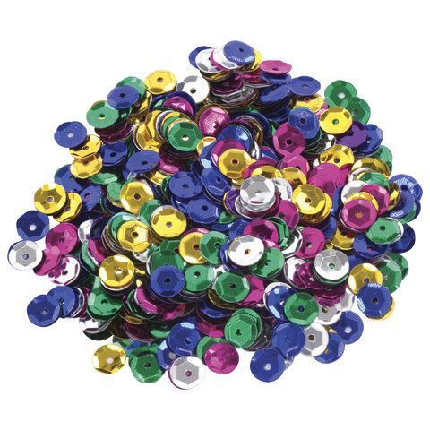 Пайетки для творчества КЛАССИКА, ЦВЕТ АССОРТИ, 6мм, 30г., 5 цветов, ОСТРОВ СОКРОВИЩ (вывод)