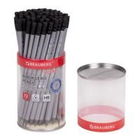 Карандаш ч/гр НВ пластиковый, с резинкой BRAUBERG ULTRA 1/72